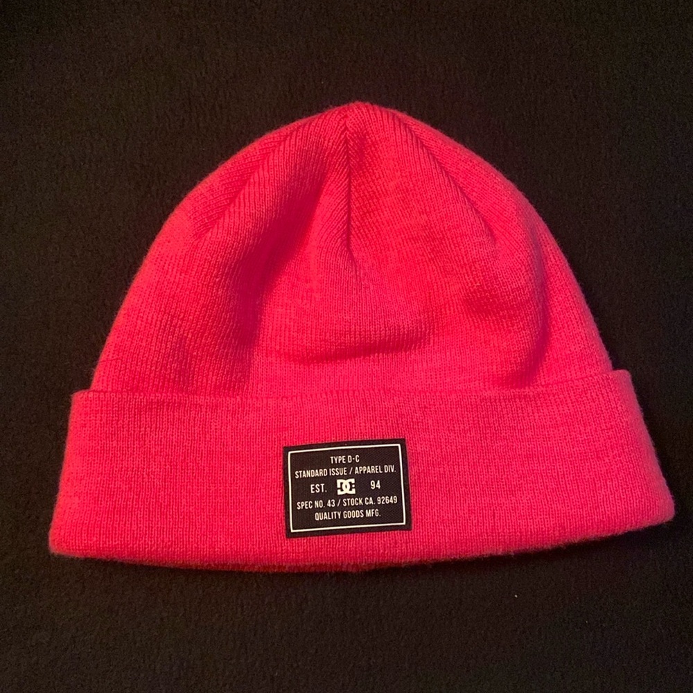 Hot pink DC shoes winter hat. OS